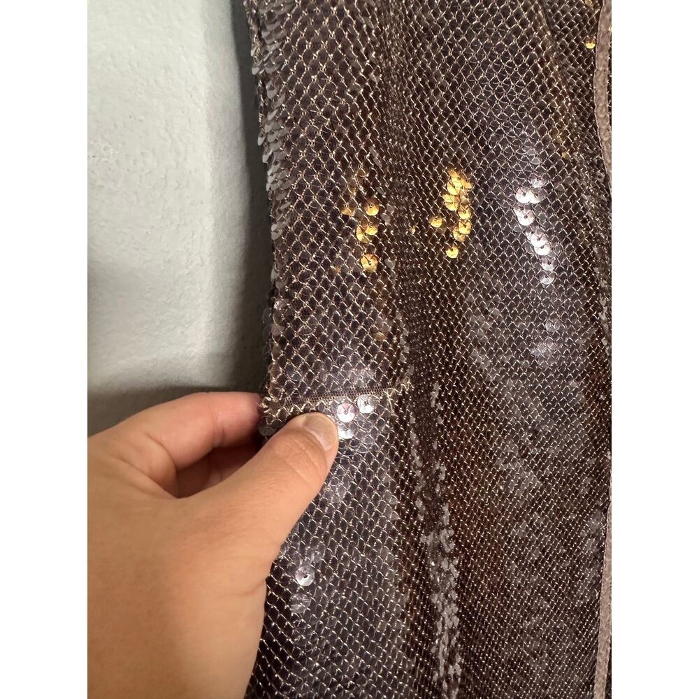 A.L.C. Brown Sequin Adjustable Strap Square Neck Sleeveless Dani Mini Dress sz S - Picture 9 of 16